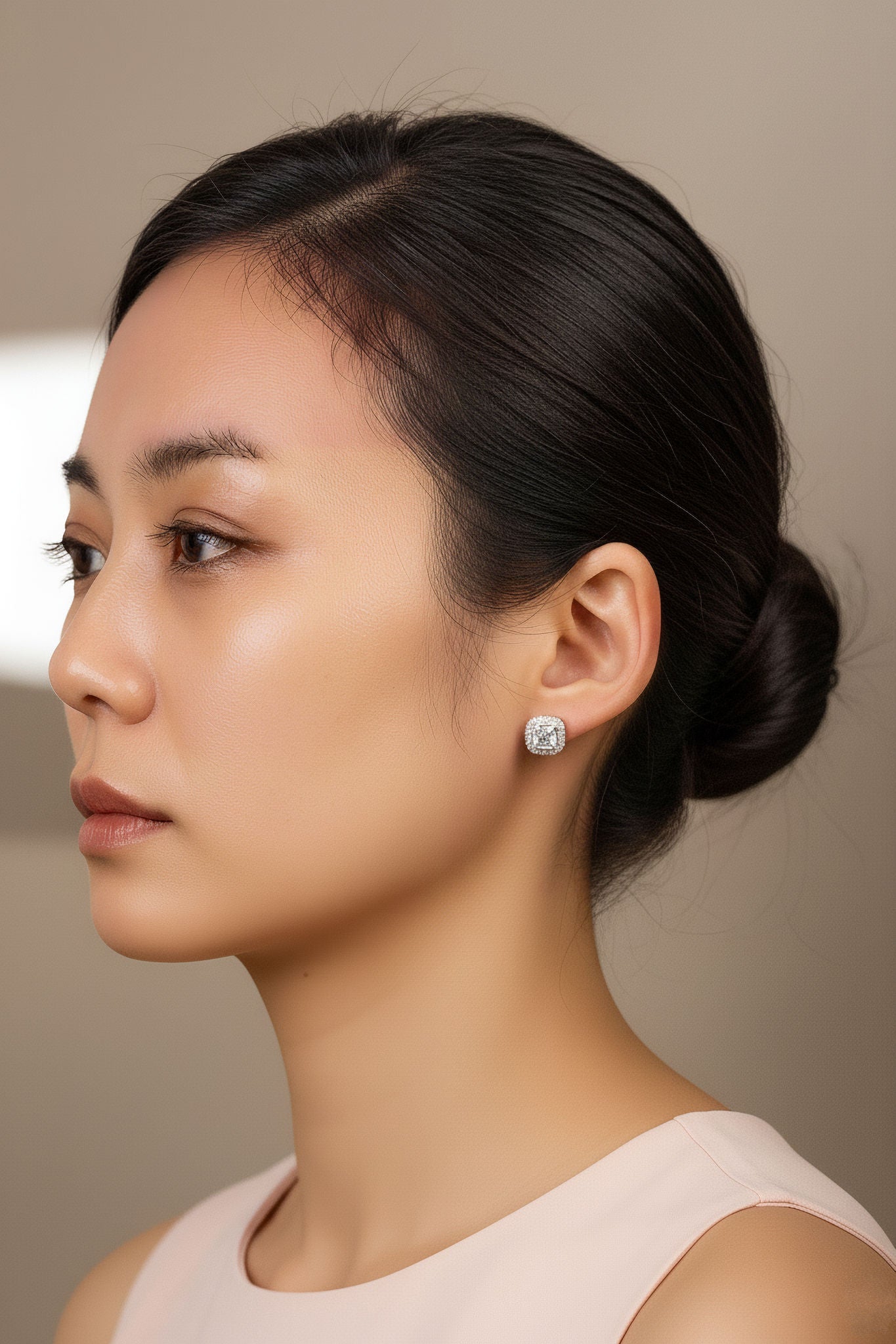 Courtside Halo Moissanite Studs - second angle