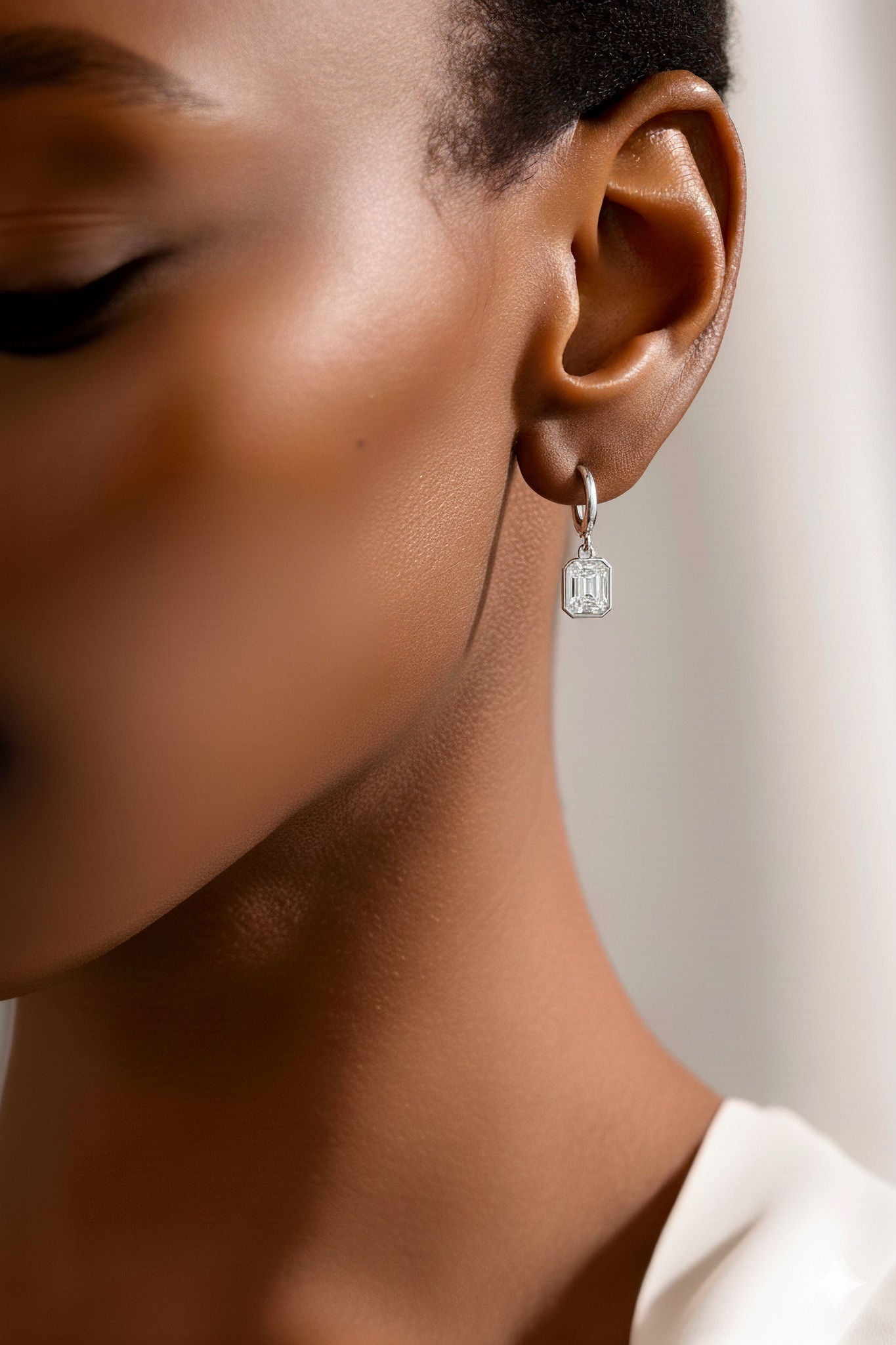 Emerald - Cut Moissanite Hoop