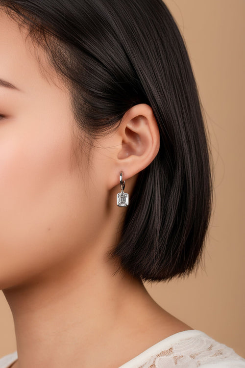 Emerald - Cut Moissanite Hoop