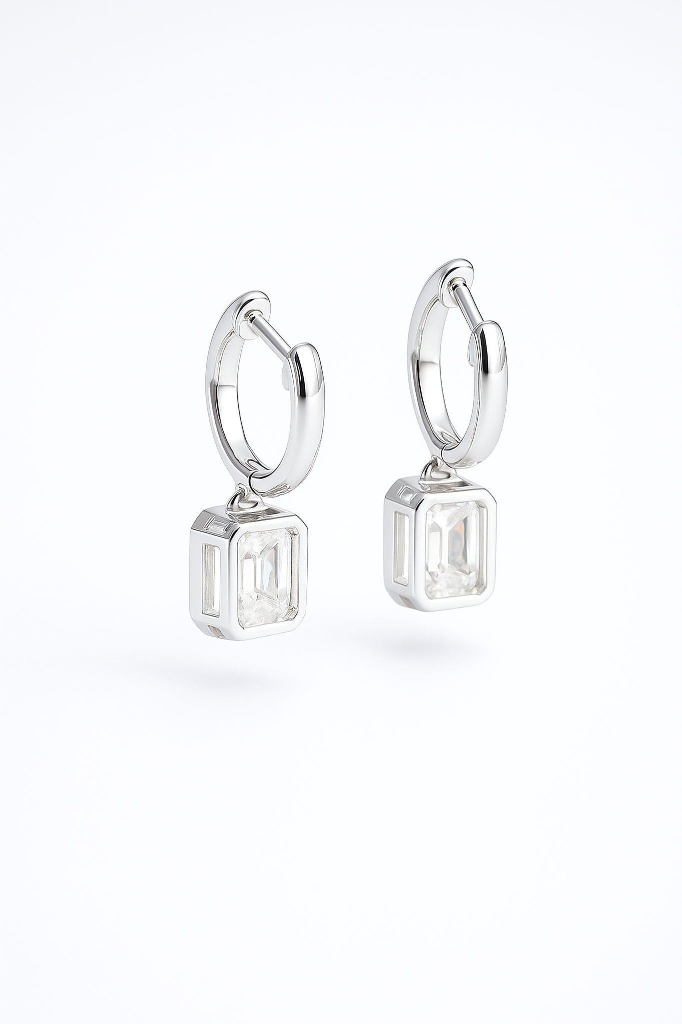 Emerald - Cut Moissanite Hoop