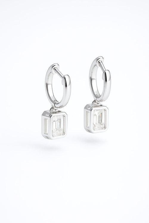 Emerald - Cut Moissanite Hoop