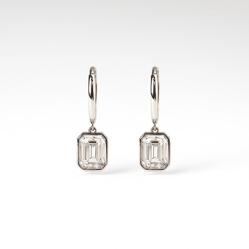 Emerald - Cut Moissanite Hoop