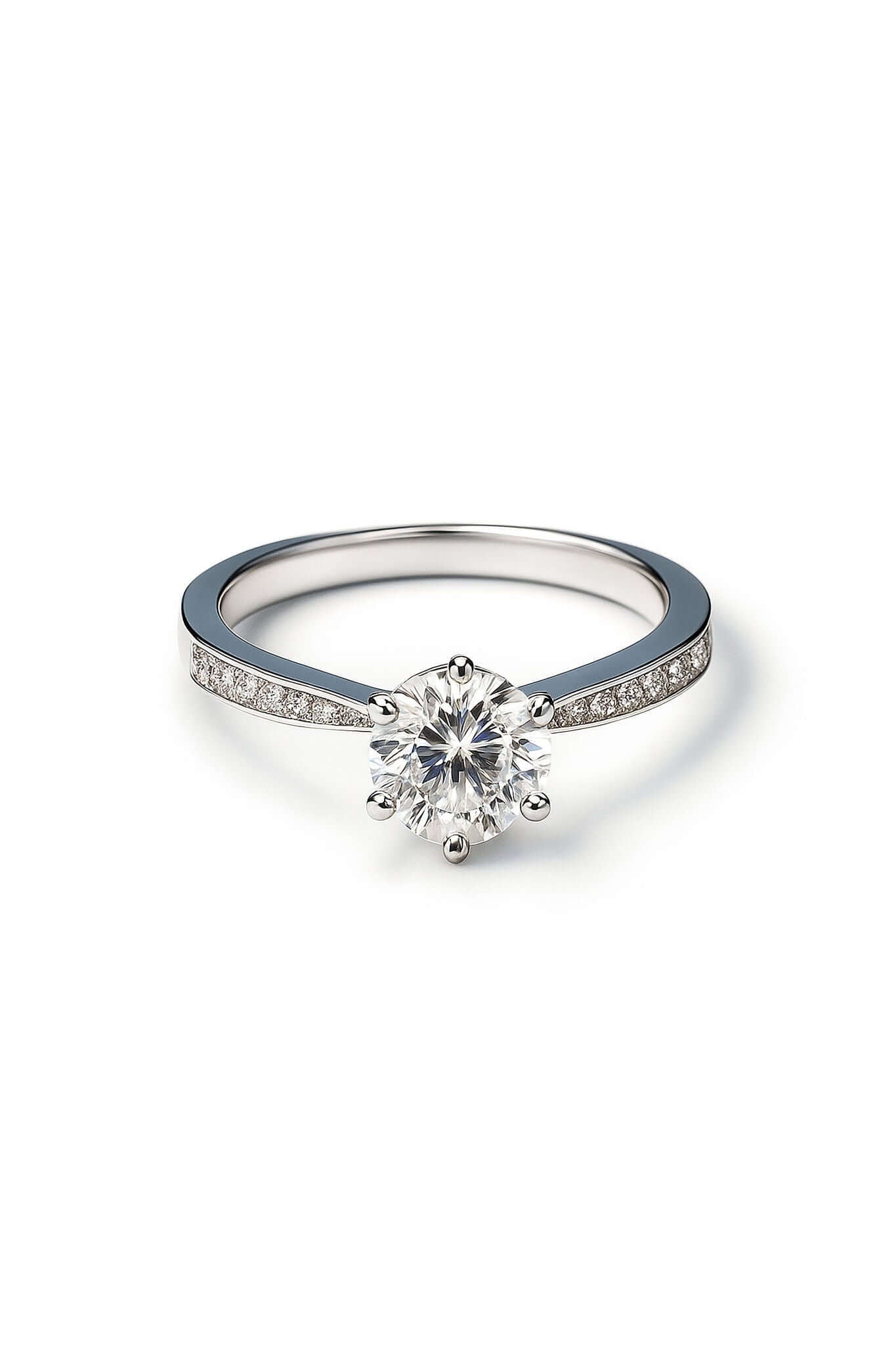 Miozuki moissanite pavé solitaire ring colour D VVS