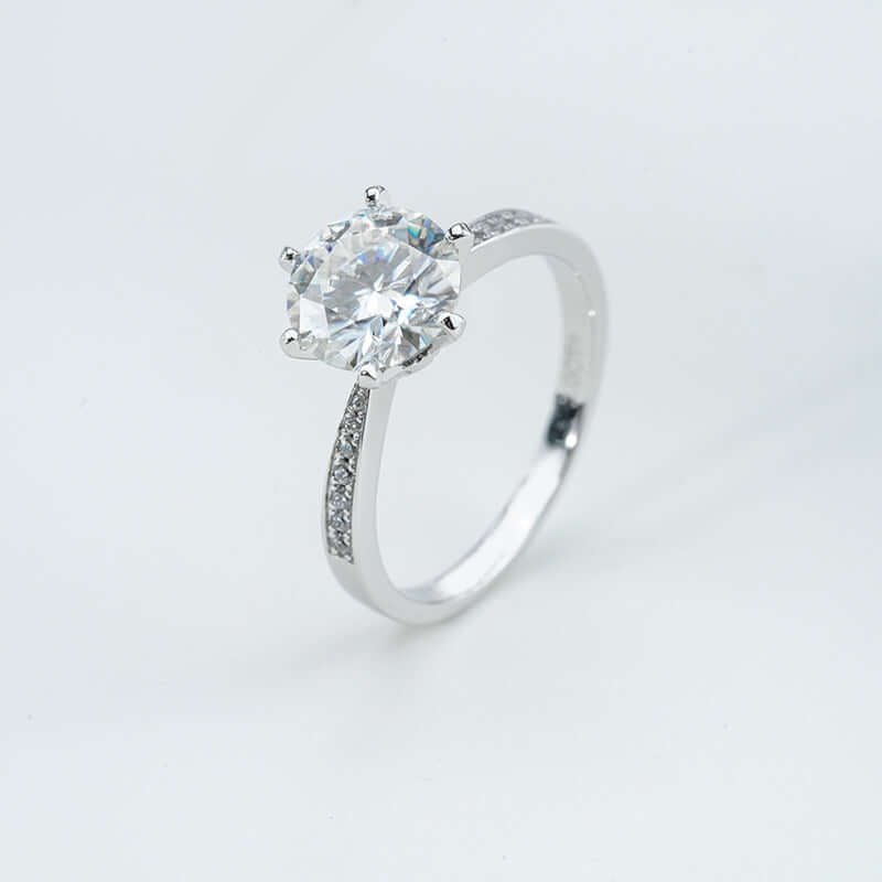 Moissanite Pavé Solitaire Ring 5