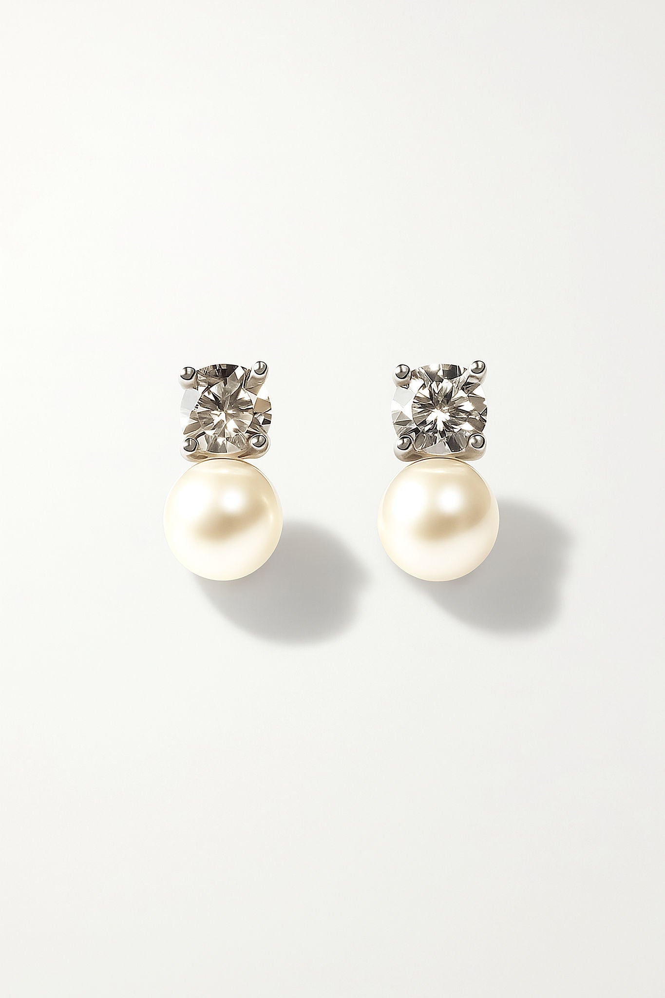 Moissanite & Pearl Duo Studs - front