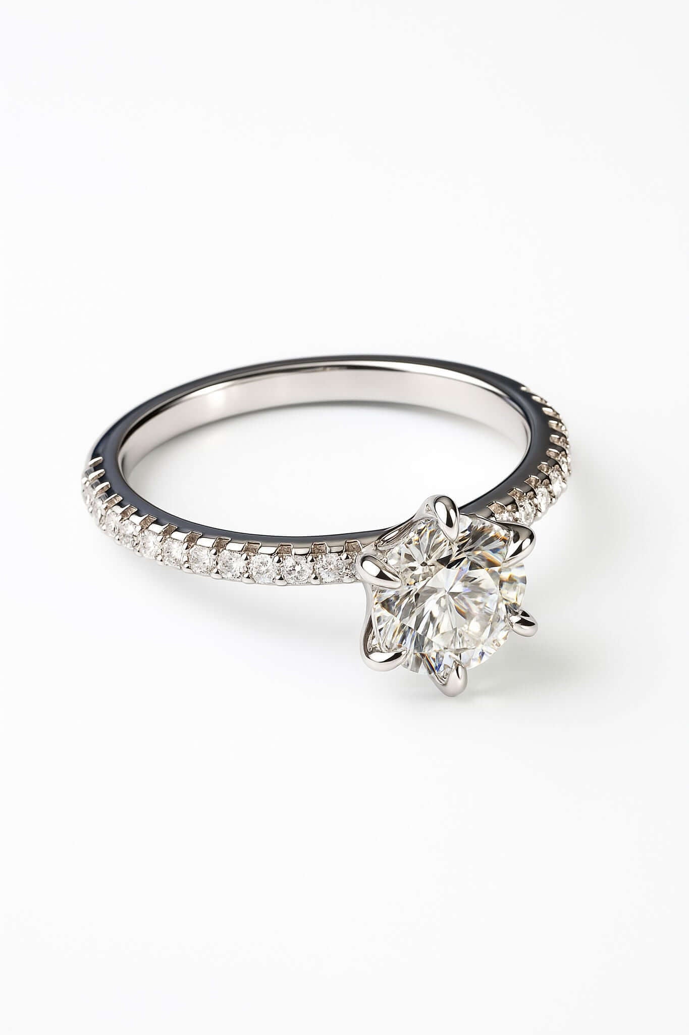 Moissanite Solitaire Pavé Ring image 1