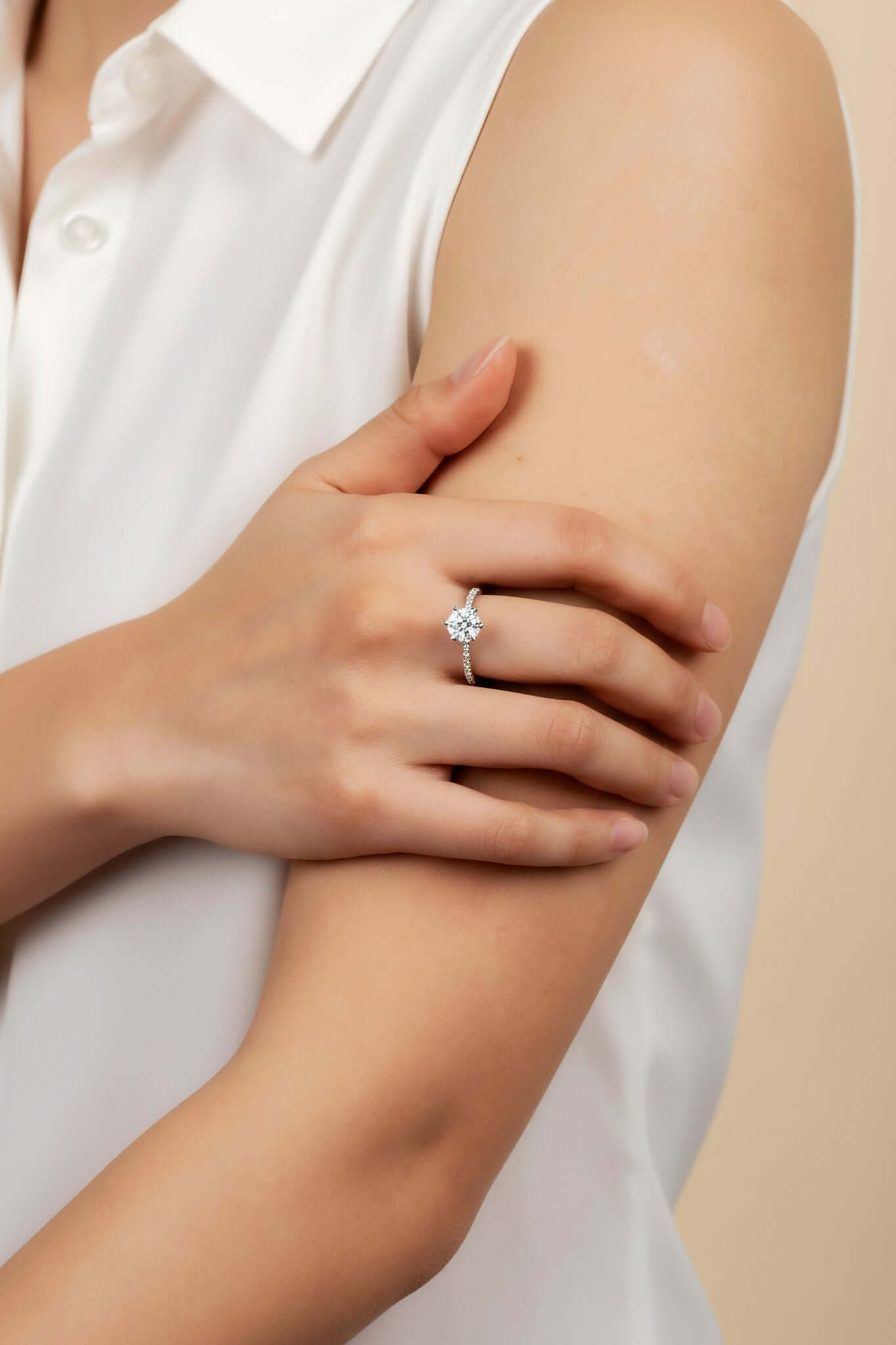 Moissanite Solitaire Pavé Ring (2 ct) 5