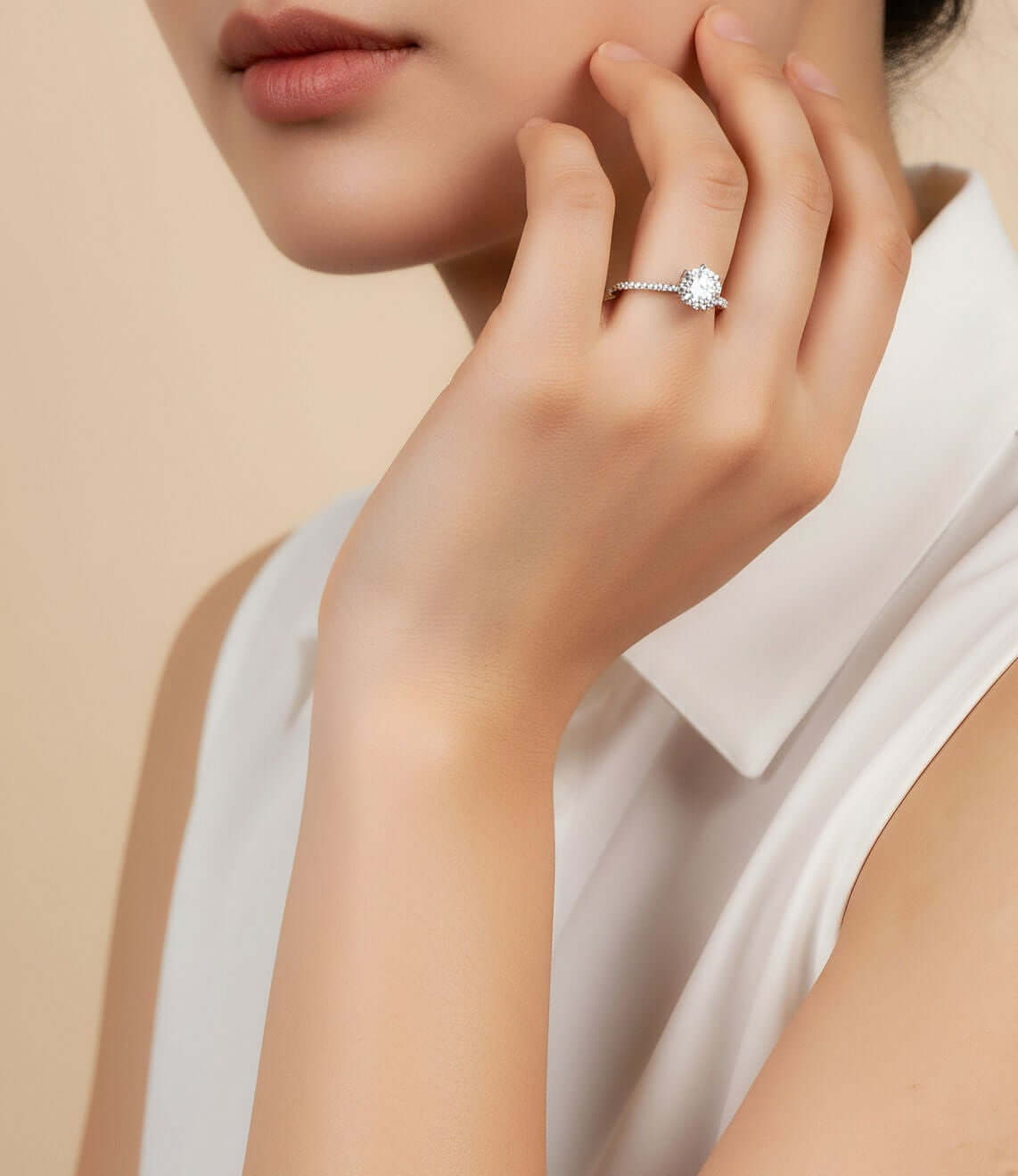 Moissanite Solitaire Pavé Ring (2 ct) 5