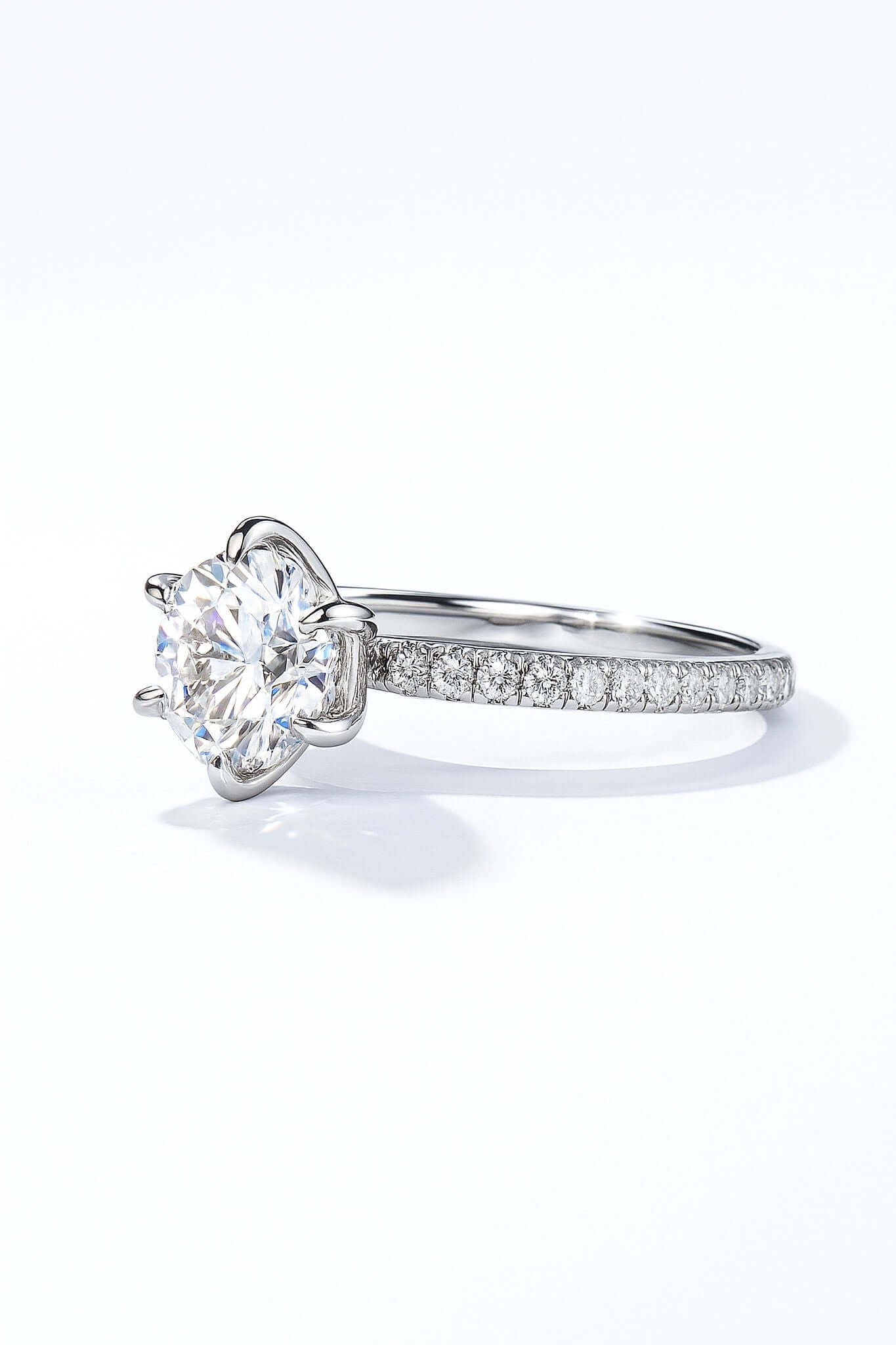 Moissanite Solitaire Pavé Ring (2 ct)