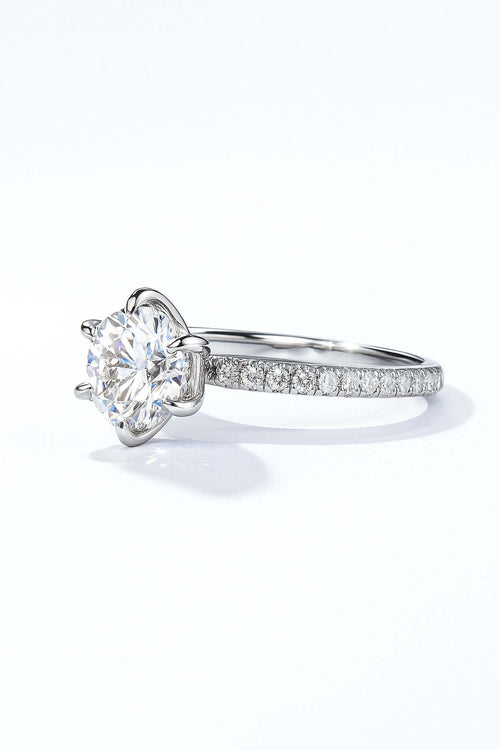 Moissanite Solitaire Pavé Ring (2 ct) 5