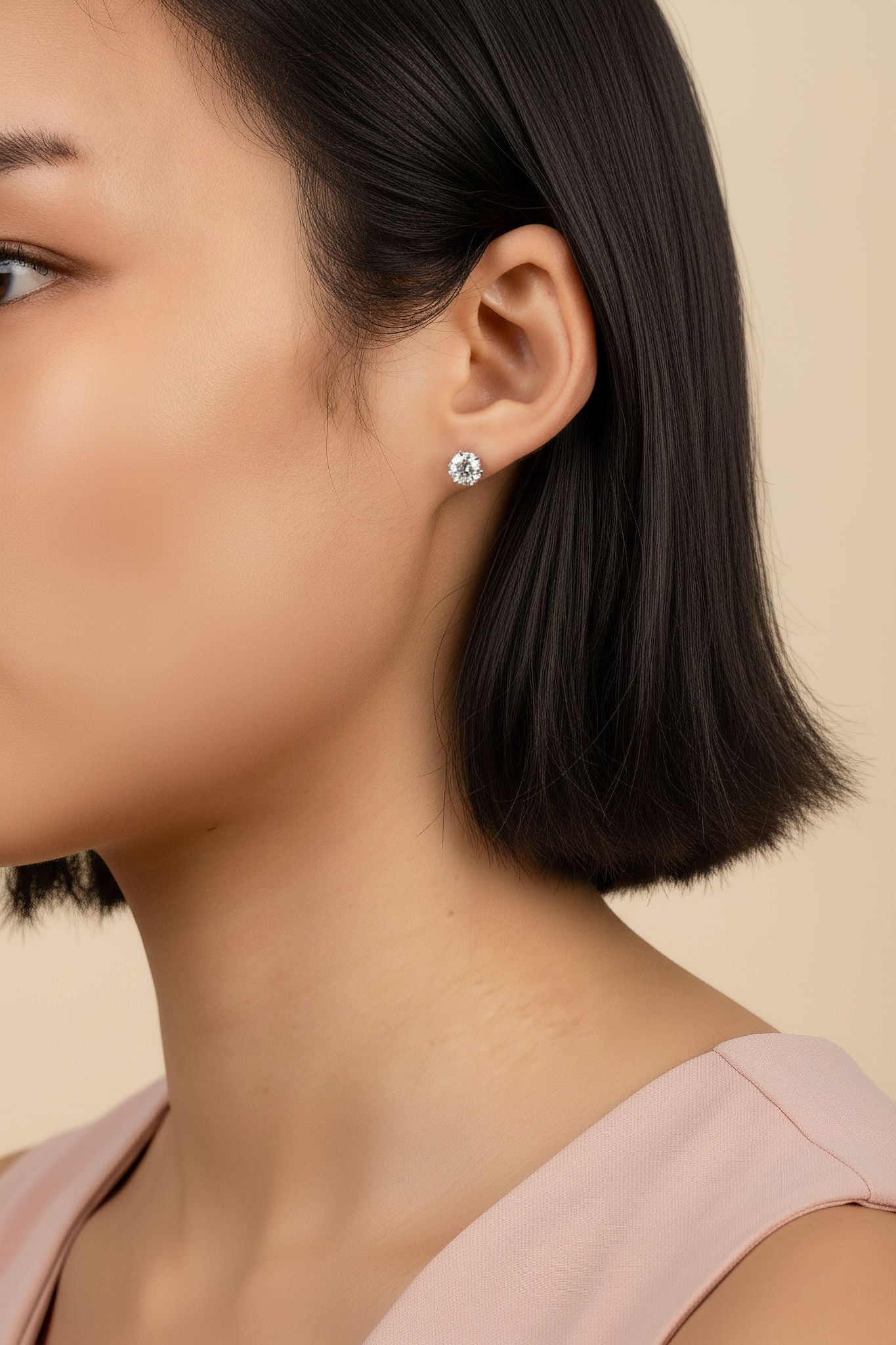 Moissanite Solitaire Studs 0.5 Carat