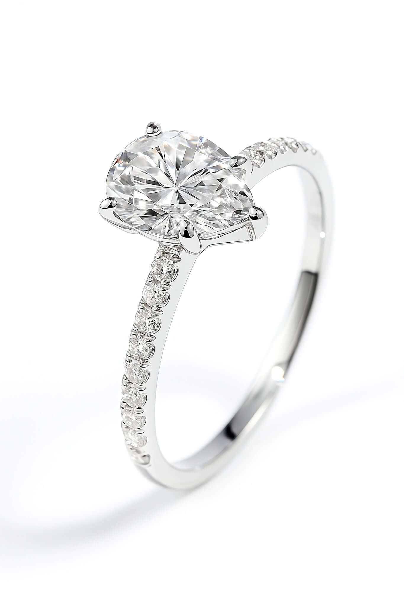 Pear-Cut Pave Moissanite Ring
