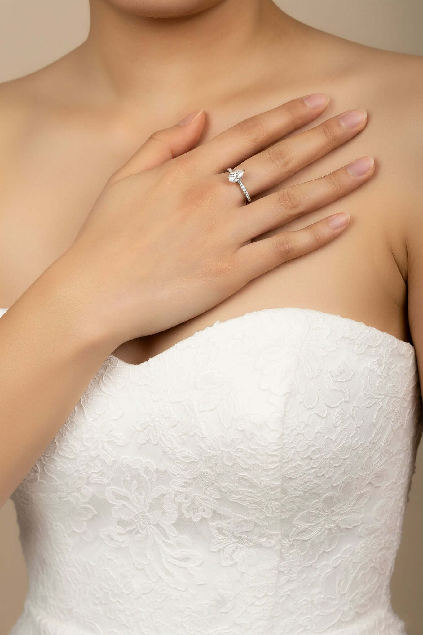 Pear-Cut Pave Moissanite Ring