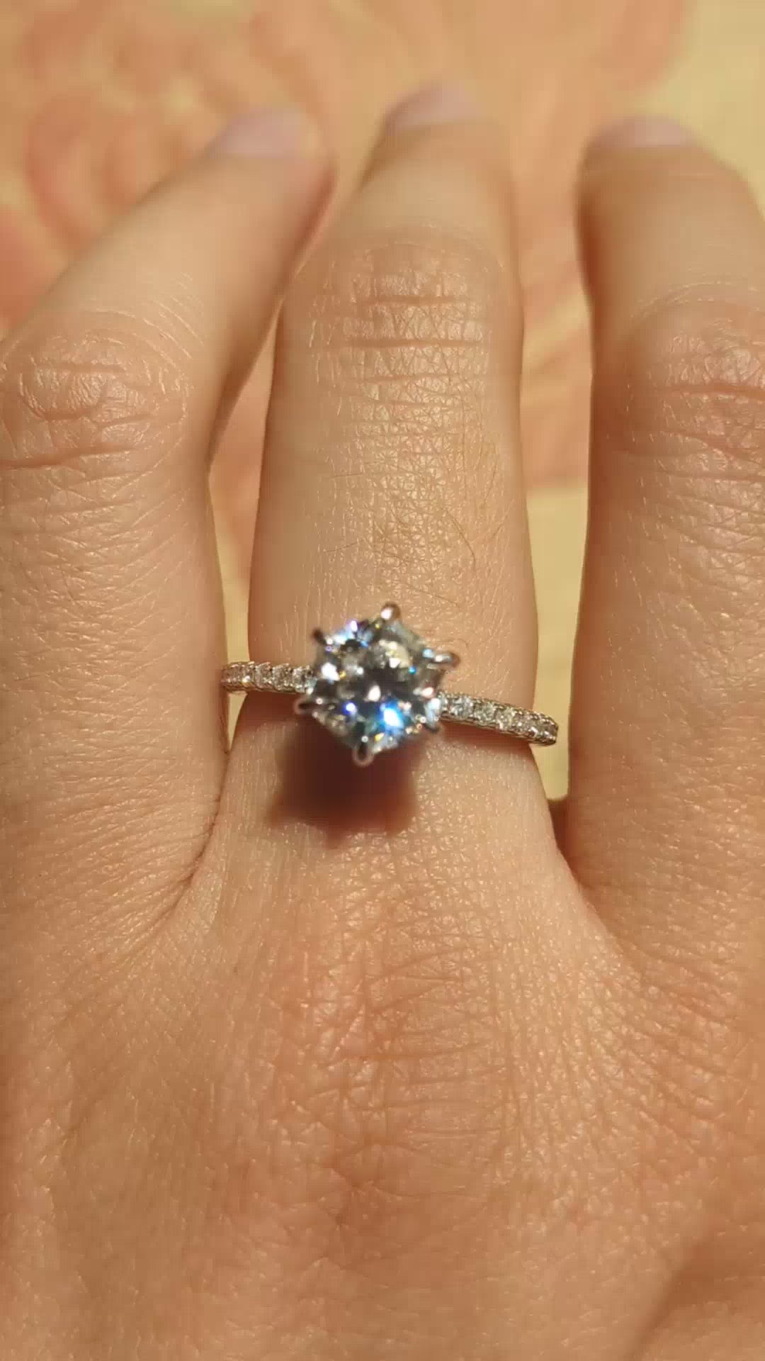 Moissanite Solitaire Pavé Ring (2 ct)
