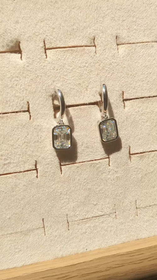 Emerald-Cut Moissanite Hoop
