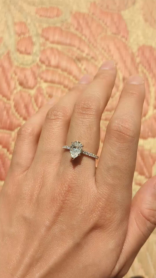 Pear-Cut Pave Moissanite Ring