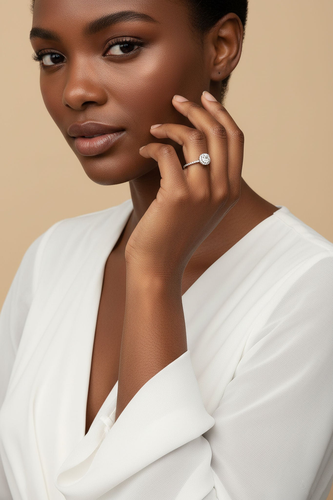Round Halo Moissanite Ring image 3