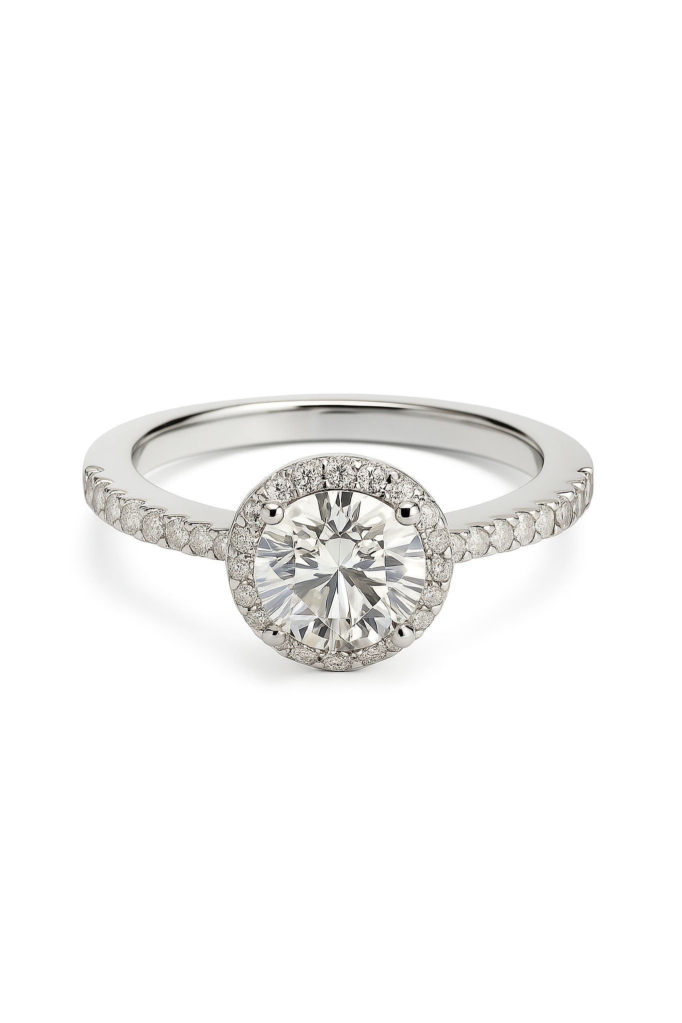 Round Halo Moissanite Ring