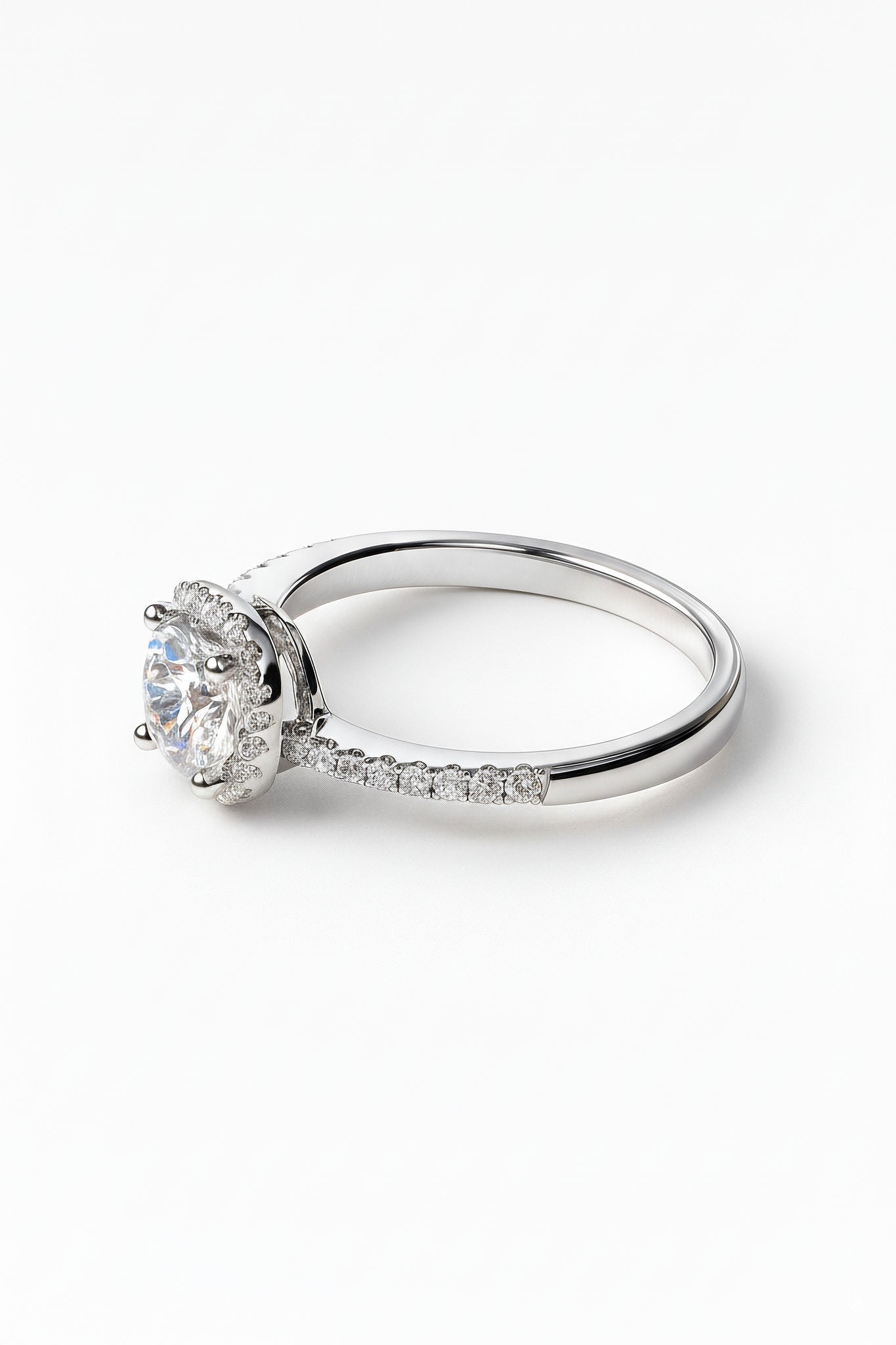Round Halo Moissanite Ring