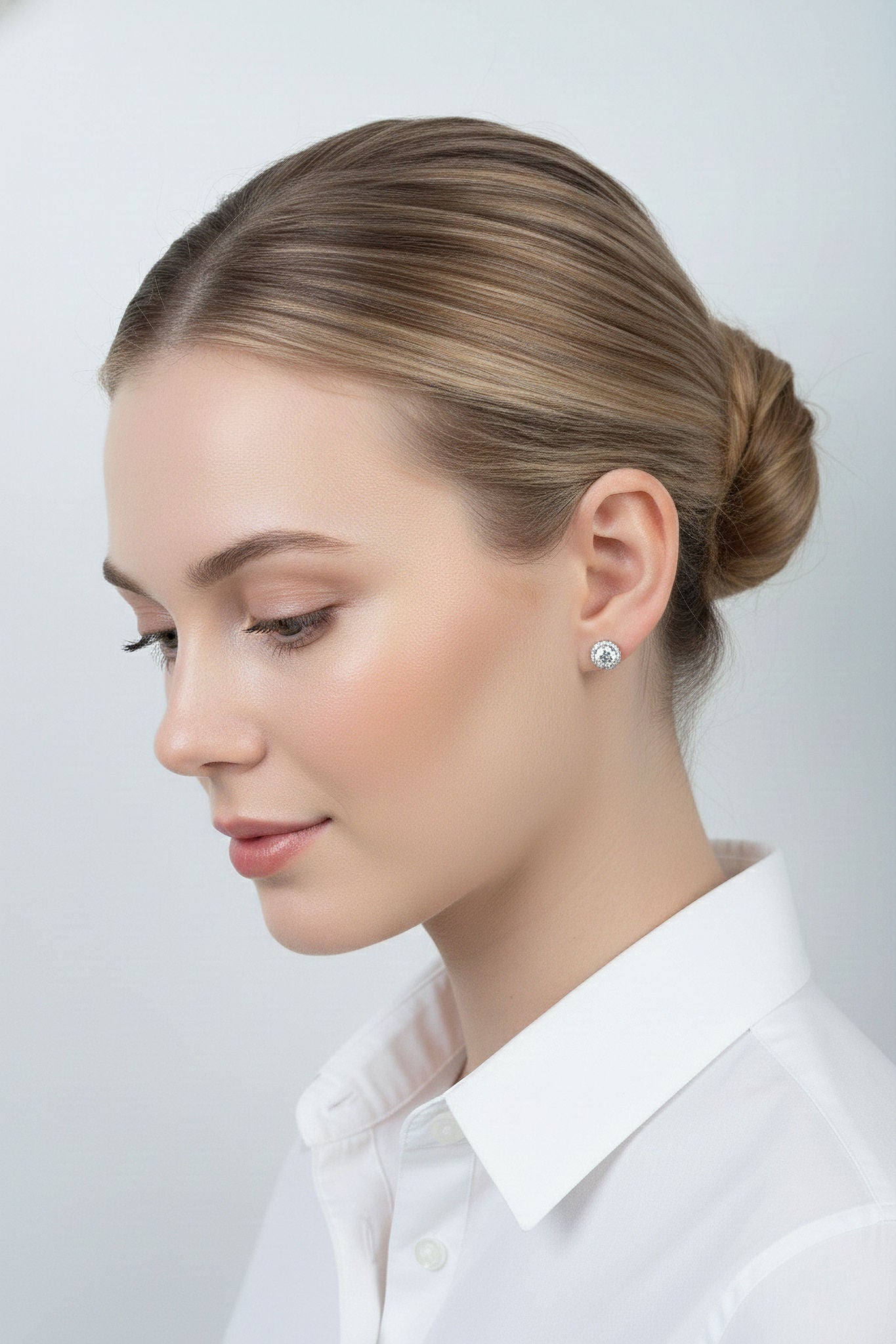 Round Halo Moissanite Studs