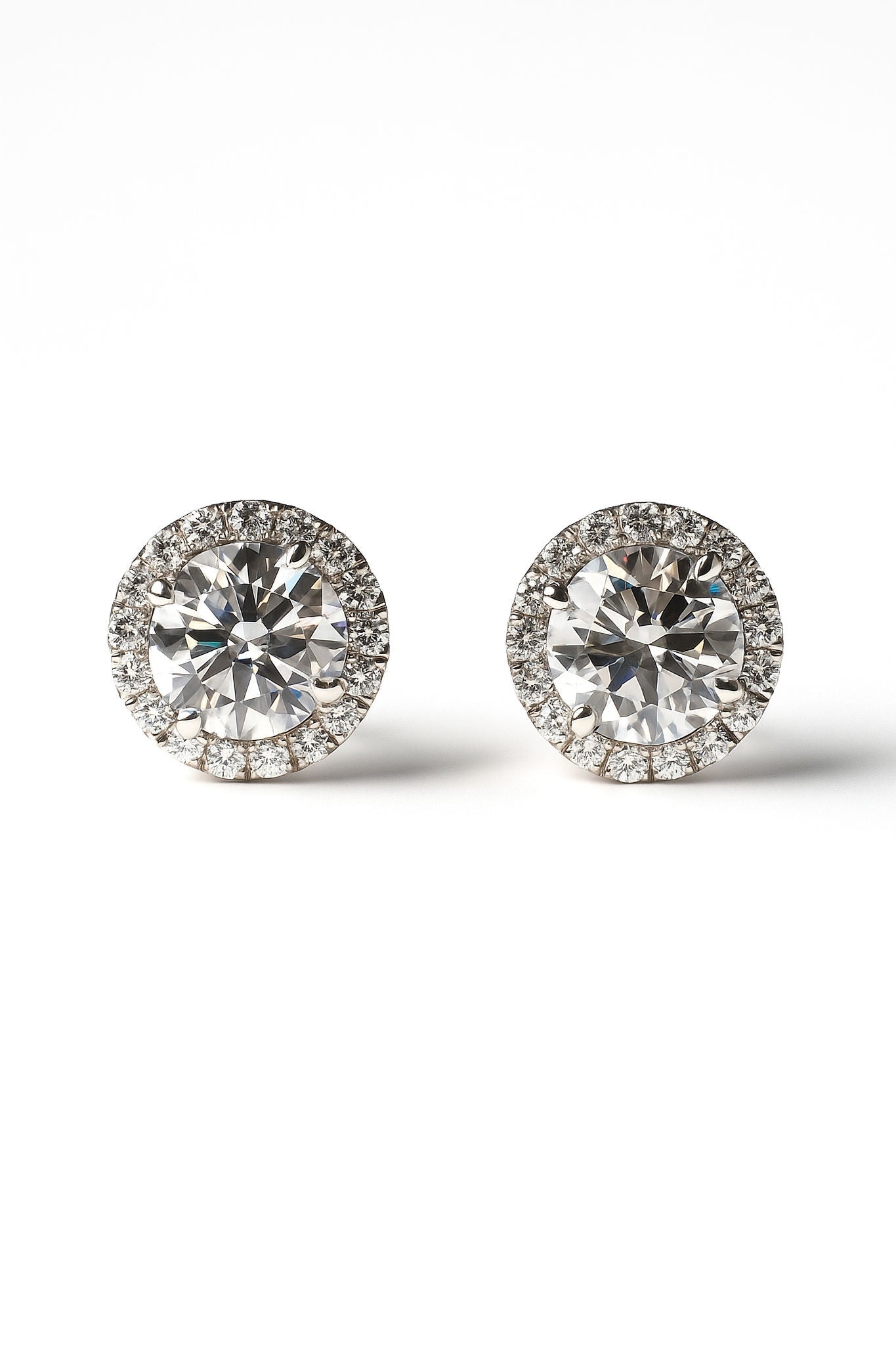 Round Halo Moissanite Studs NZ bridal earrings