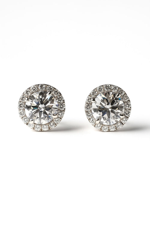 Round Halo Moissanite Studs