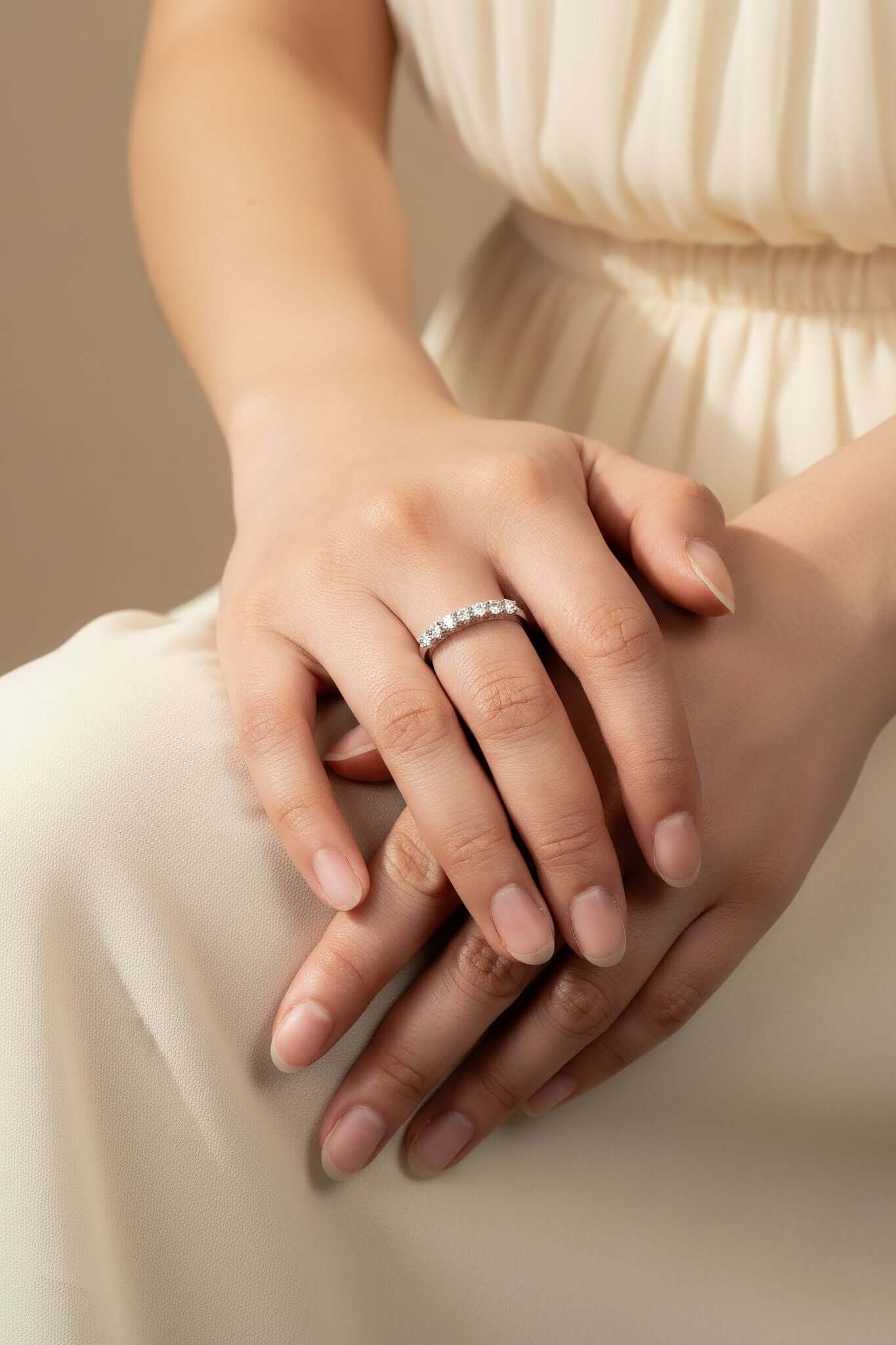 Seven Stones Moissanite Half Eternity Ring front